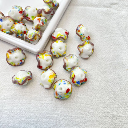 Lampwork Glass Beads Mushroom 15mm Hand Painted Colorful 10pcs 4