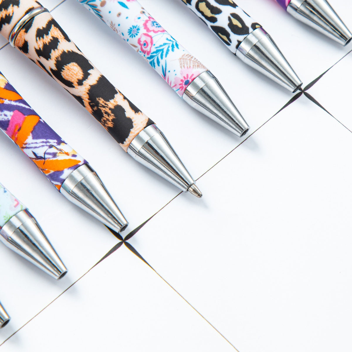 Beadable Pen Plastic Black Barrel Golden Caps Printed Graduation 3