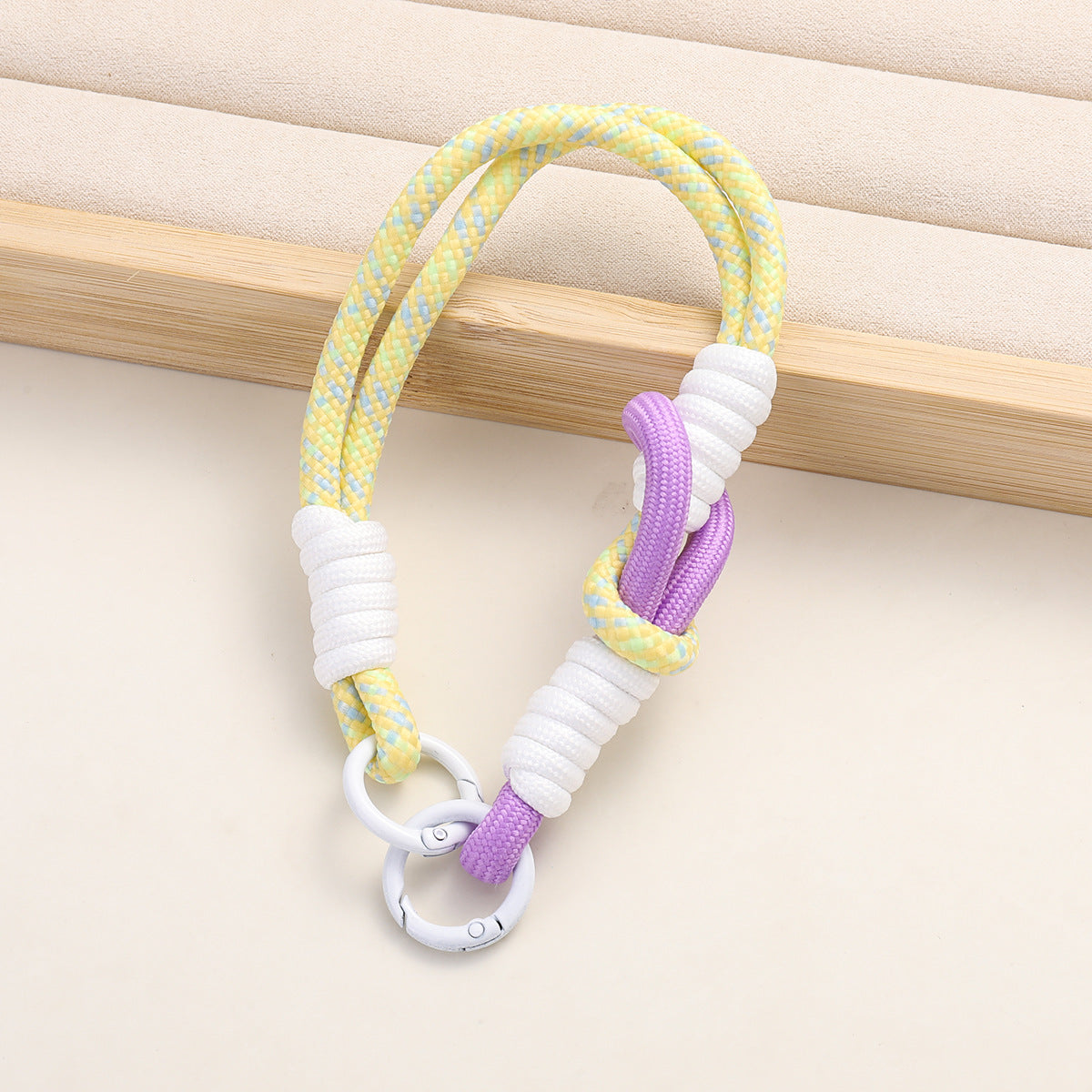 Patterned Macrame Dual Ring Phone Charm Polyester 33cm 2pcs 8