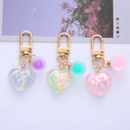 Gradient Glitter Heart Keychain Acrylic Transparent Colorful Charm