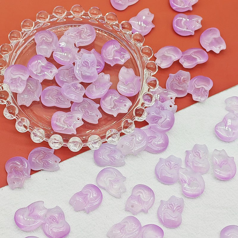 Czech Glass Beads Fox 18mm Translucent Pastel Colors 25pcs 17