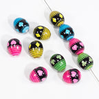 Easter Heart Egg Acrylic Beads 20mm Plaid Pattern 10pcs 2