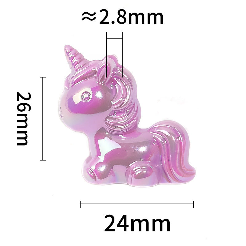 Glow In The Dark Unicorn Acrylic Beads 24-26mm Plated Pastel 25pcs 3