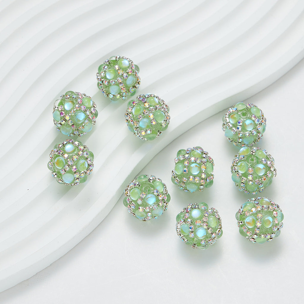 Bubblegum Rhinestone Beads 18mm Enlaced Fully Rhinestoned 5pcs 5