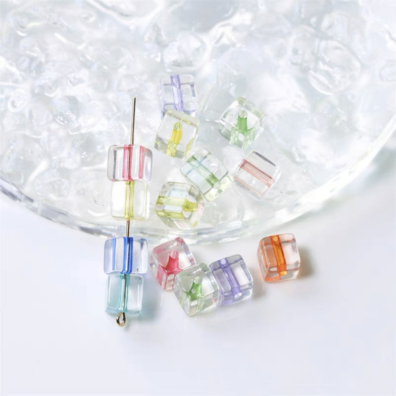Acrylic Square Acrylic Beads 8mm Pastel Filled Core Glossy 60pcs 4