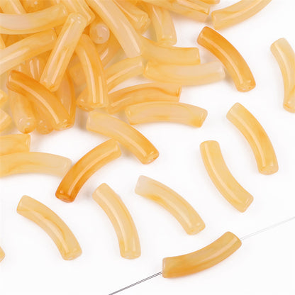 Curved Tube Acrylic Beads 32mm Translucent Mixed Colors 40pcs 19