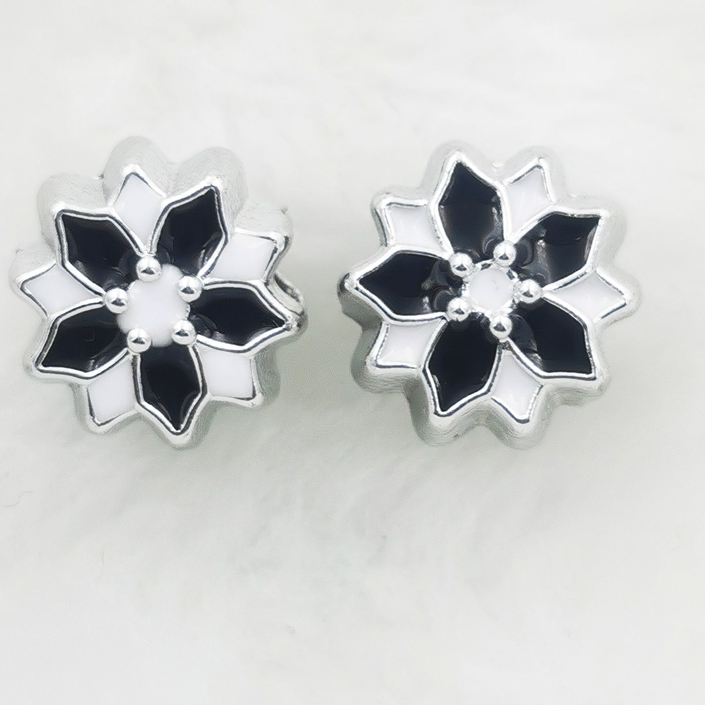 Dual Color Flower Acrylic Beads 12mm Enamel Finish 50pcs 6