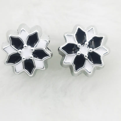 Dual Color Flower Acrylic Beads 12mm Enamel Finish 50pcs 6