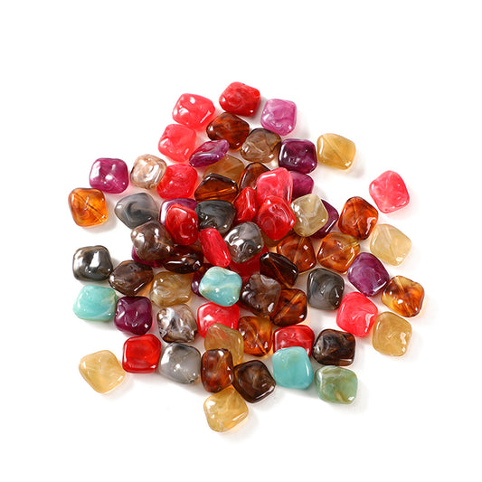 Vintage Irregular Square Acrylic Beads 16mm Gradient Color 100pcs