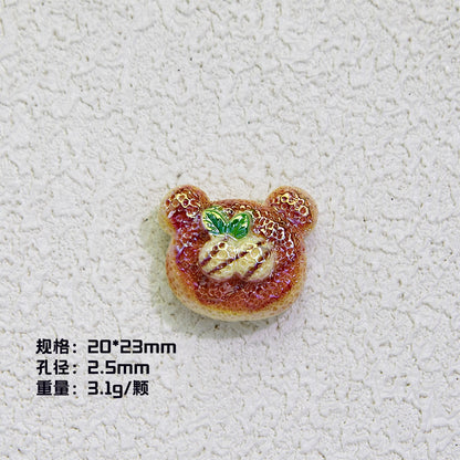 Plating Irregular Bear Bread Resin Beads Glossy Colorful 10pcs 9