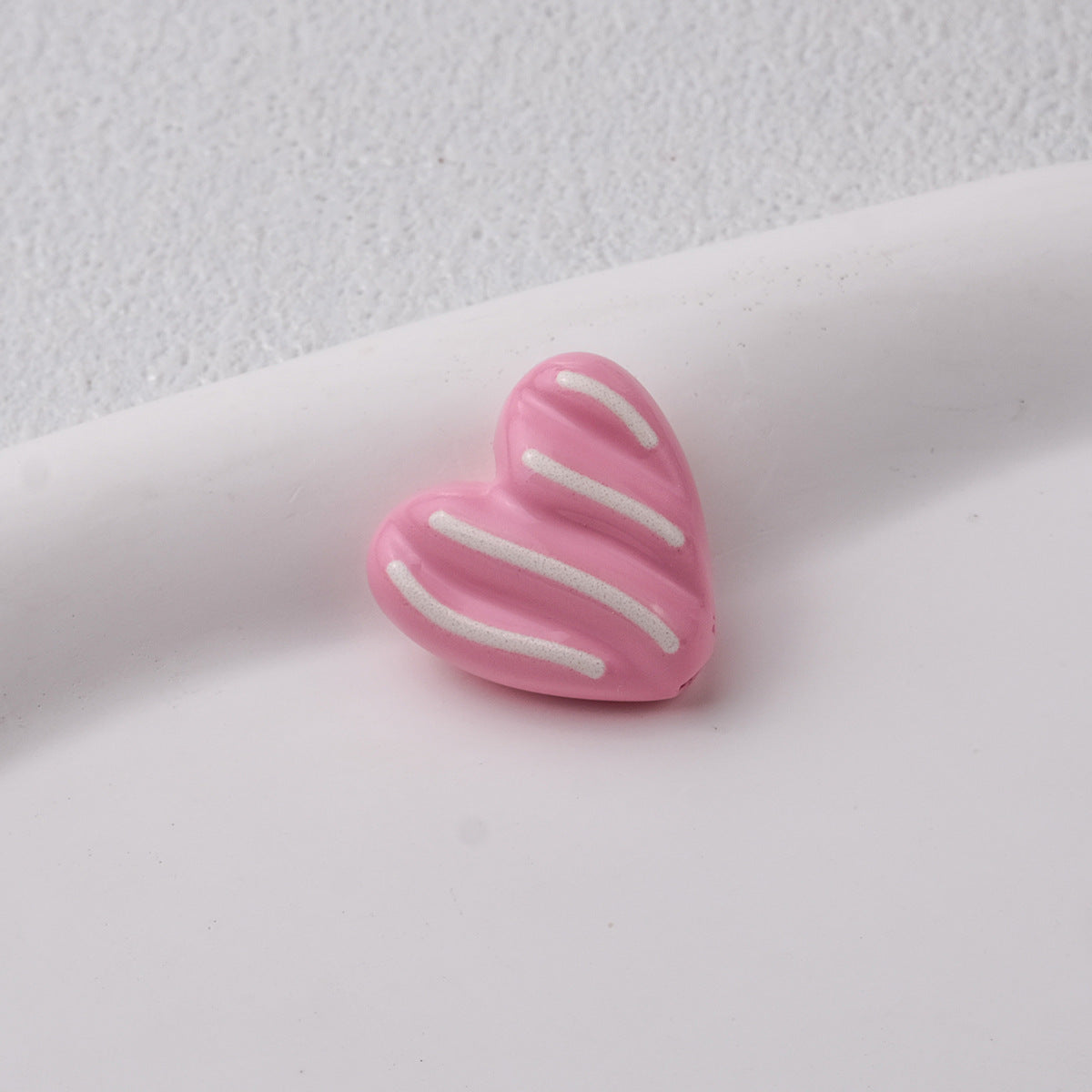Wavy Stripe Heart Acrylic Beads 19mm Colorful Mixed 20pcs 9