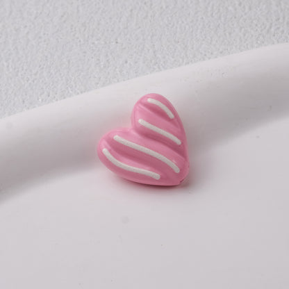 Wavy Stripe Heart Acrylic Beads 19mm Colorful Mixed 20pcs 9