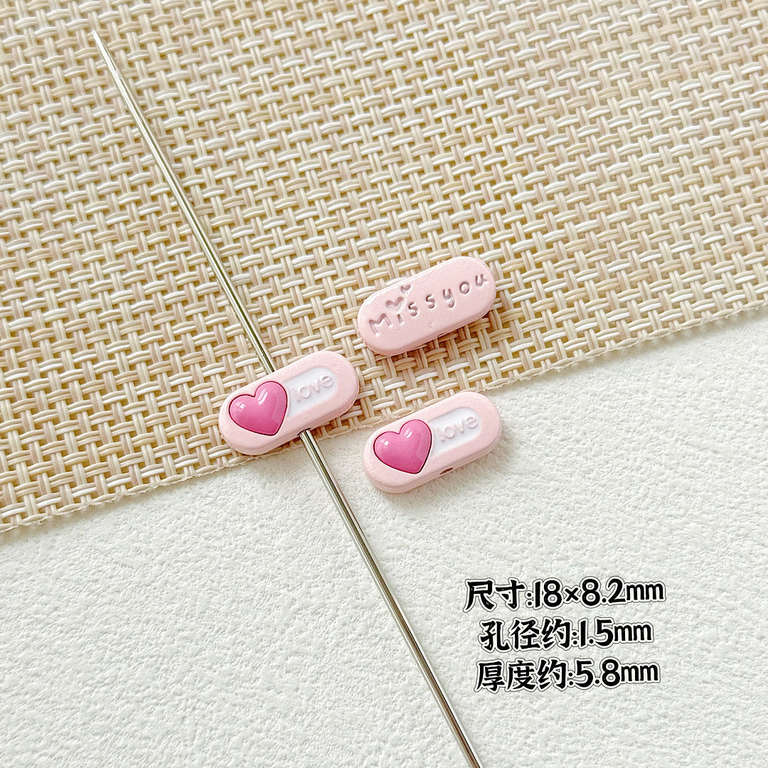 Heart Metal Beads 15-18mm Baking Painted Cherry Blossom Kitten Design 10pcs 17