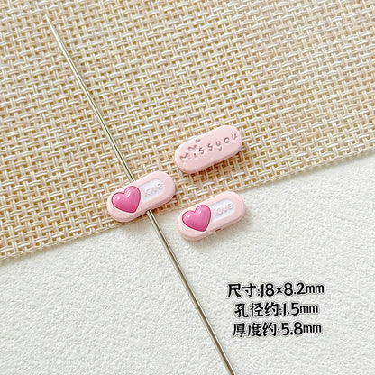 Heart Metal Beads 15-18mm Baking Painted Cherry Blossom Kitten Design 10pcs 17
