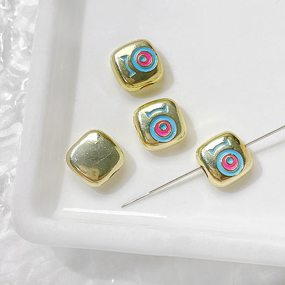 Cat Eye and One-Eyed Beast Metal Beads 10mm Baking Painted 10pcs 22
