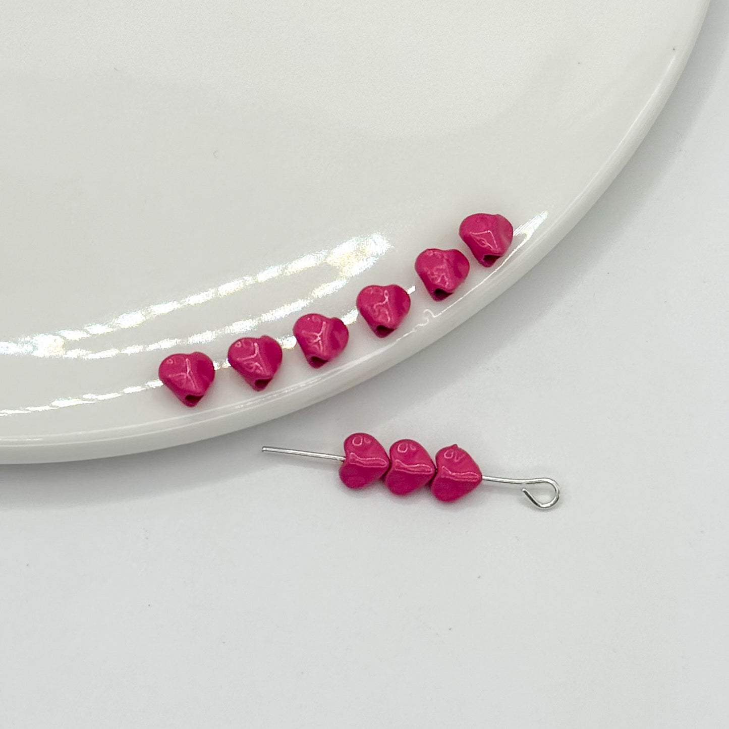 Heart Metal Beads 5mm Baking Painted Glossy Alloy 30pcs 9