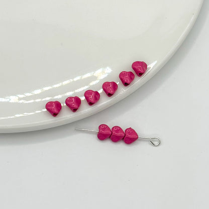 Heart Metal Beads 5mm Baking Painted Glossy Alloy 30pcs 9