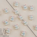 Hand Painted Bear Ceramic Beads 17mm Multicolor 2pcs 2