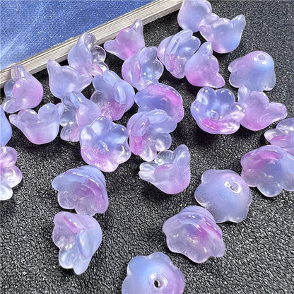 Wind Chime Flower Glass Beads 12mm Transparent Pink 50pcs 25