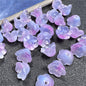 Wind Chime Flower Glass Beads 12mm Transparent Pink 50pcs 25