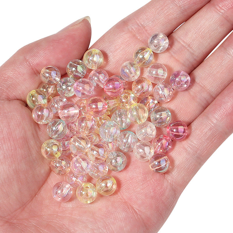 Transparent Round Acrylic Beads 6-10mm Jelly Colored Plating 100pcs 4