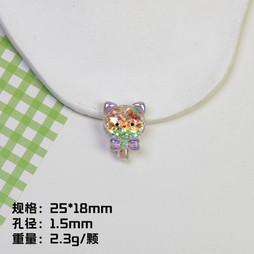 Plating Shimmer Hello Kitty Resin Beads 25mm Magic Wand 20pcs 9