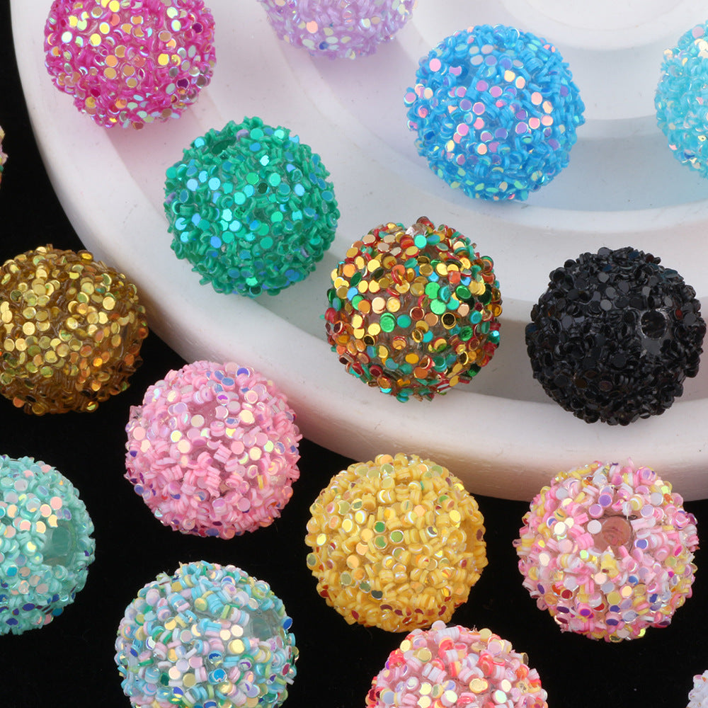 Glitter Bubblegum Beads 20mm Powder Coated Multicolor Round 20pcs