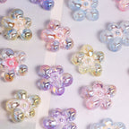 Plating Irregular Five-petal Flower Acrylic Beads 17mm Clear 20pcs 6