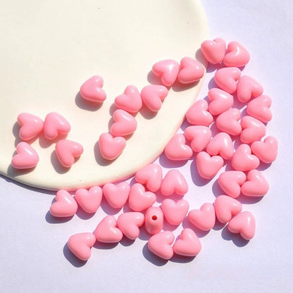 Glow Puffy Heart Acrylic Beads 11mm Colorful Glow in Dark 50pcs 14