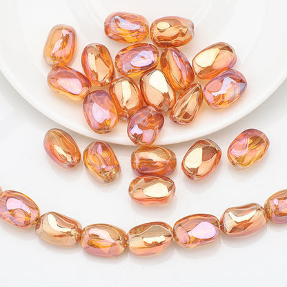 Electroplated Irregular Stone Glass Beads 11x15mm Multicolor 40pcs 9