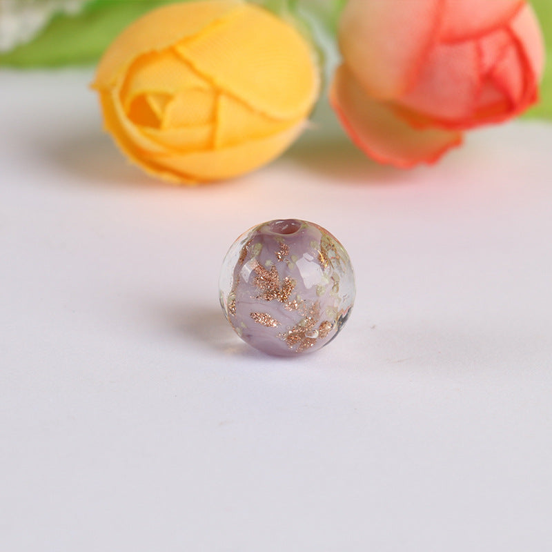 Lampwork Glass Beads Round 8 10 12mm Luminous Porcelain Gold Foil 5pcs 11