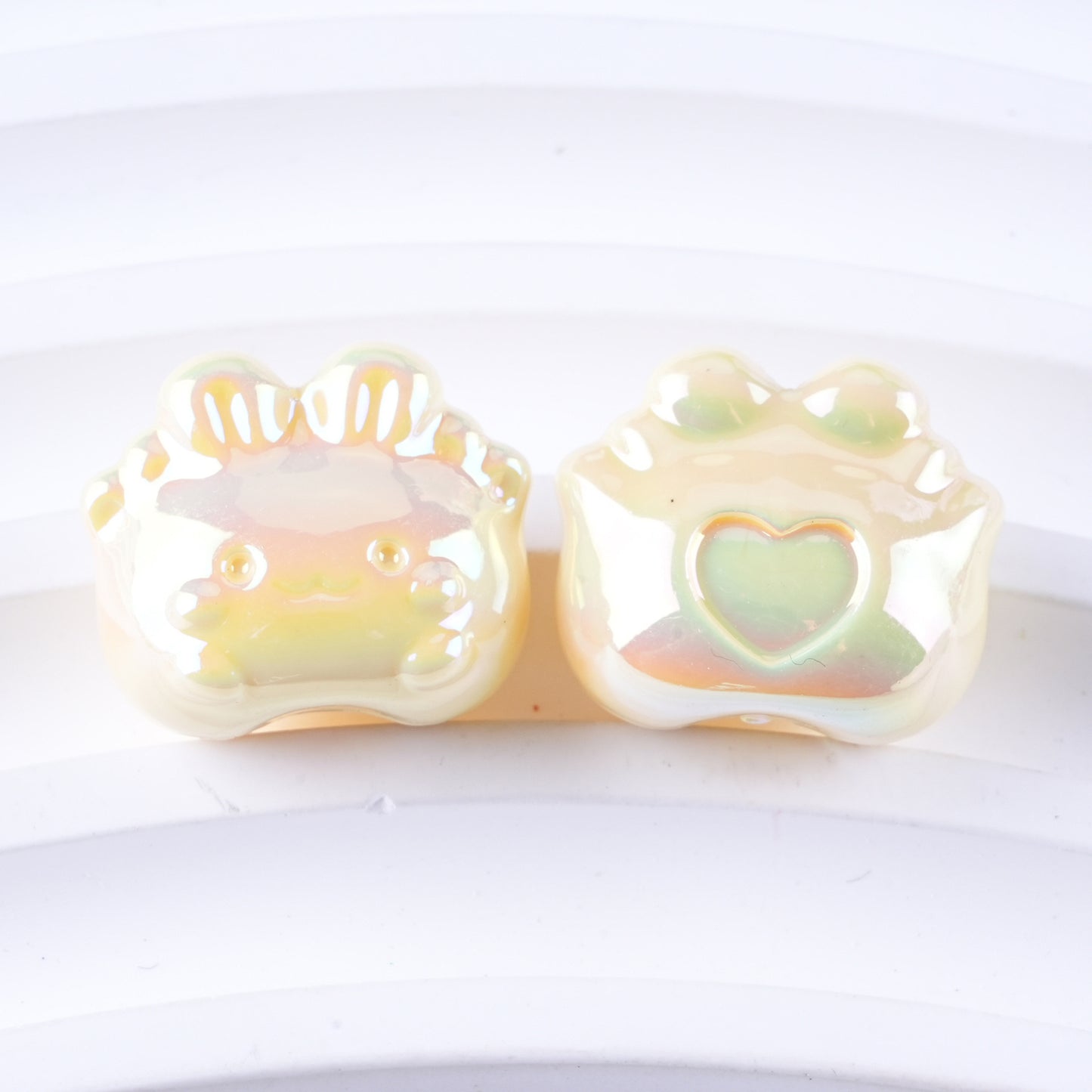 Plated Small Rabbit Acrylic Beads 17mm UV Iridescent Finish 50pcs 10