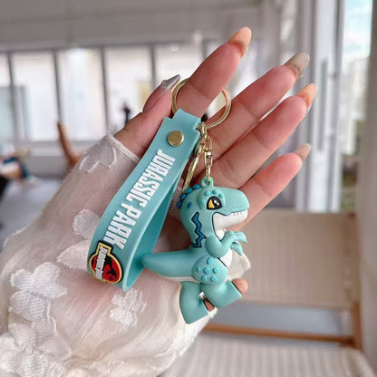 Adorable Dinosaur PVC Keychain with Colorful Jurassic Strap 2pcs 6