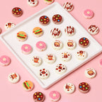 Dessert Acrylic Flat Beads 17mm Printed Cute Food Designs 10pcs