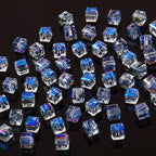 Electroplated Square Glass Beads 6mm Colorful Reflective 96pcs 6
