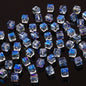 Electroplated Square Glass Beads 6mm Colorful Reflective 96pcs 6