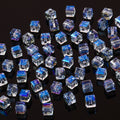 Electroplated Square Glass Beads 6mm Colorful Reflective 96pcs 6