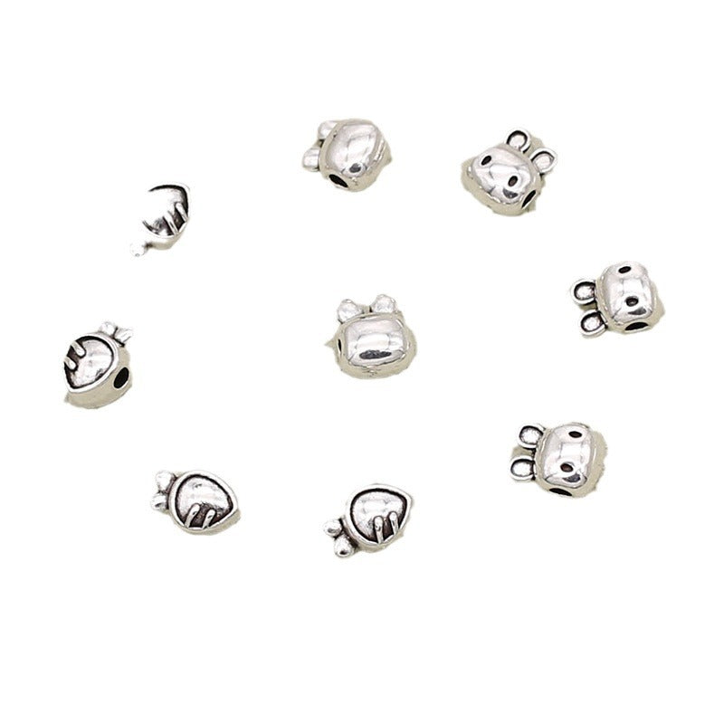 Easter Carrot and Rabbit Metal Beads 8mm Polished Silver Tone 100pcs 5
