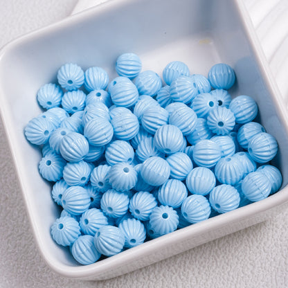Painted Pumpkin Acrylic Beads 9mm Striped Bright Colors 100pcs 15