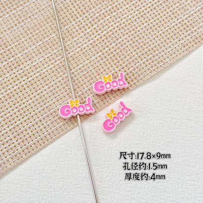 Baking Painted Good Sign and Teacup Bear Metal Beads 17mm 10pcs 4