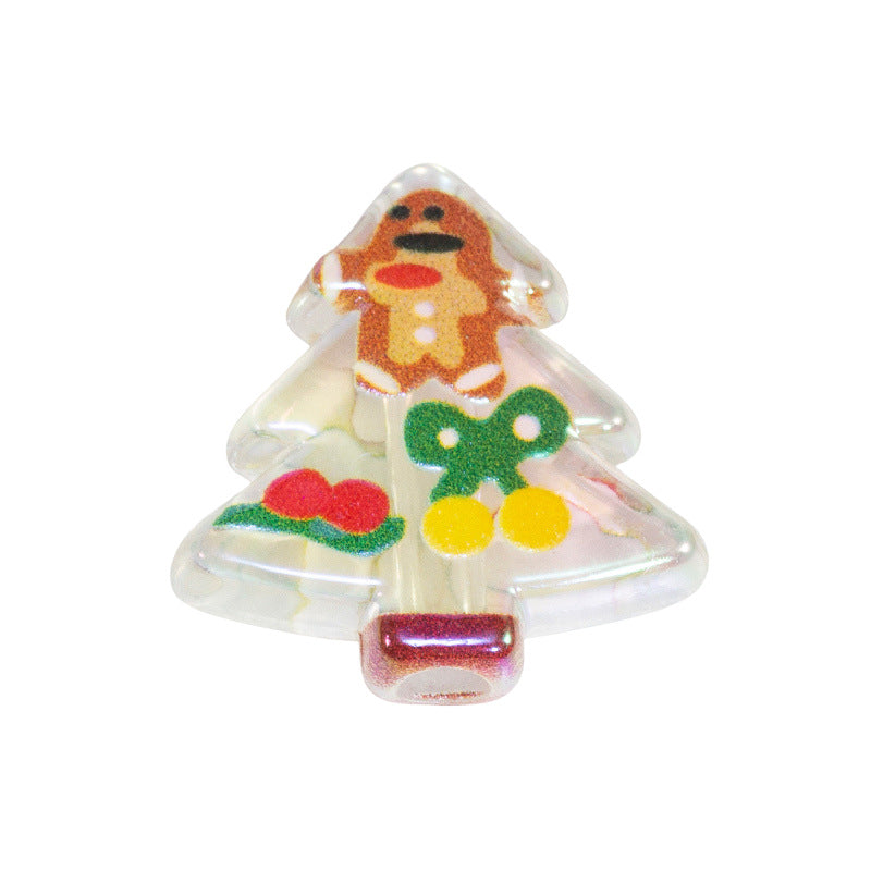 Doodle Christmas Tree Acrylic Beads 20mm Colorful Mixed 10pcs 14