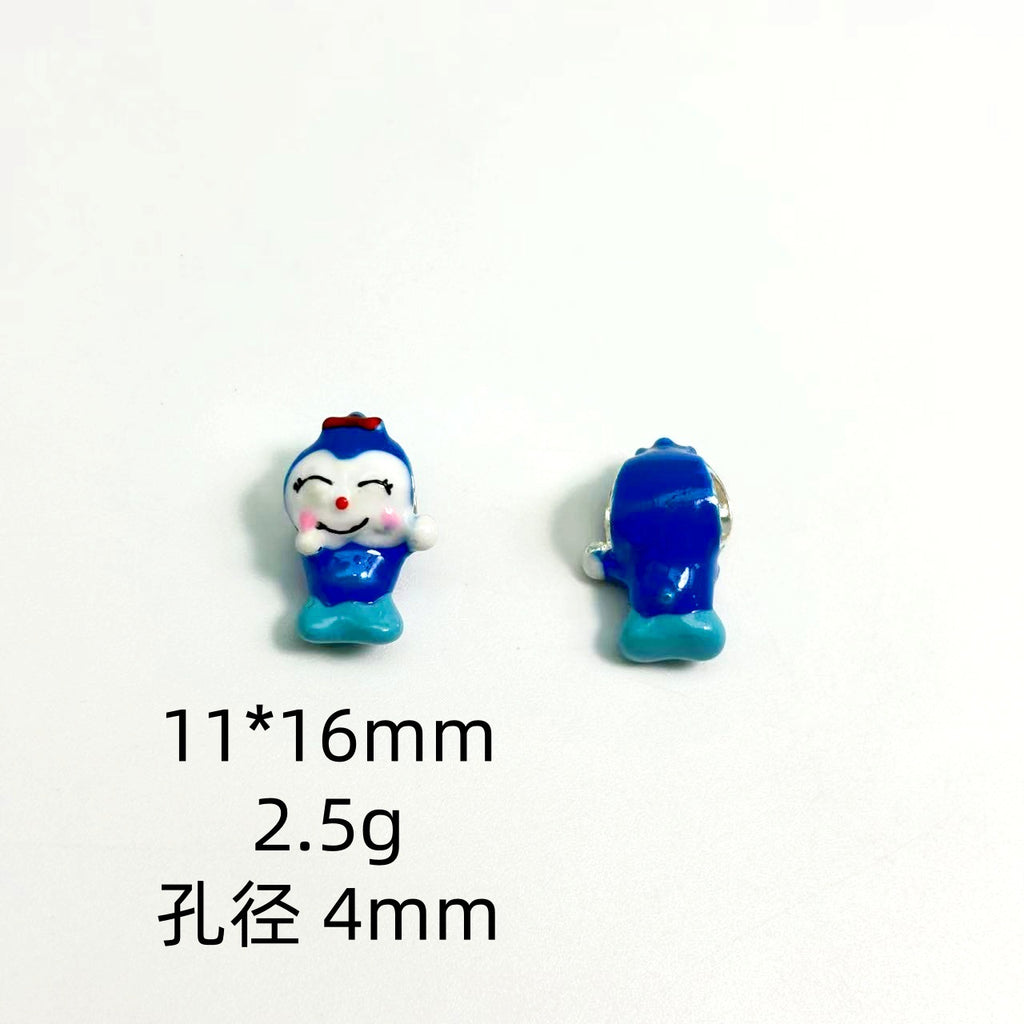 3D Cartoon Character Metal Beads Big Hole Hand Painted Alloy 10pcs 3