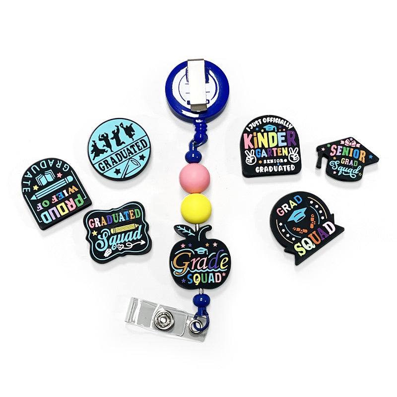 Silicone Focal Beads Graduation Season Colorful Text Design 20pcs 3