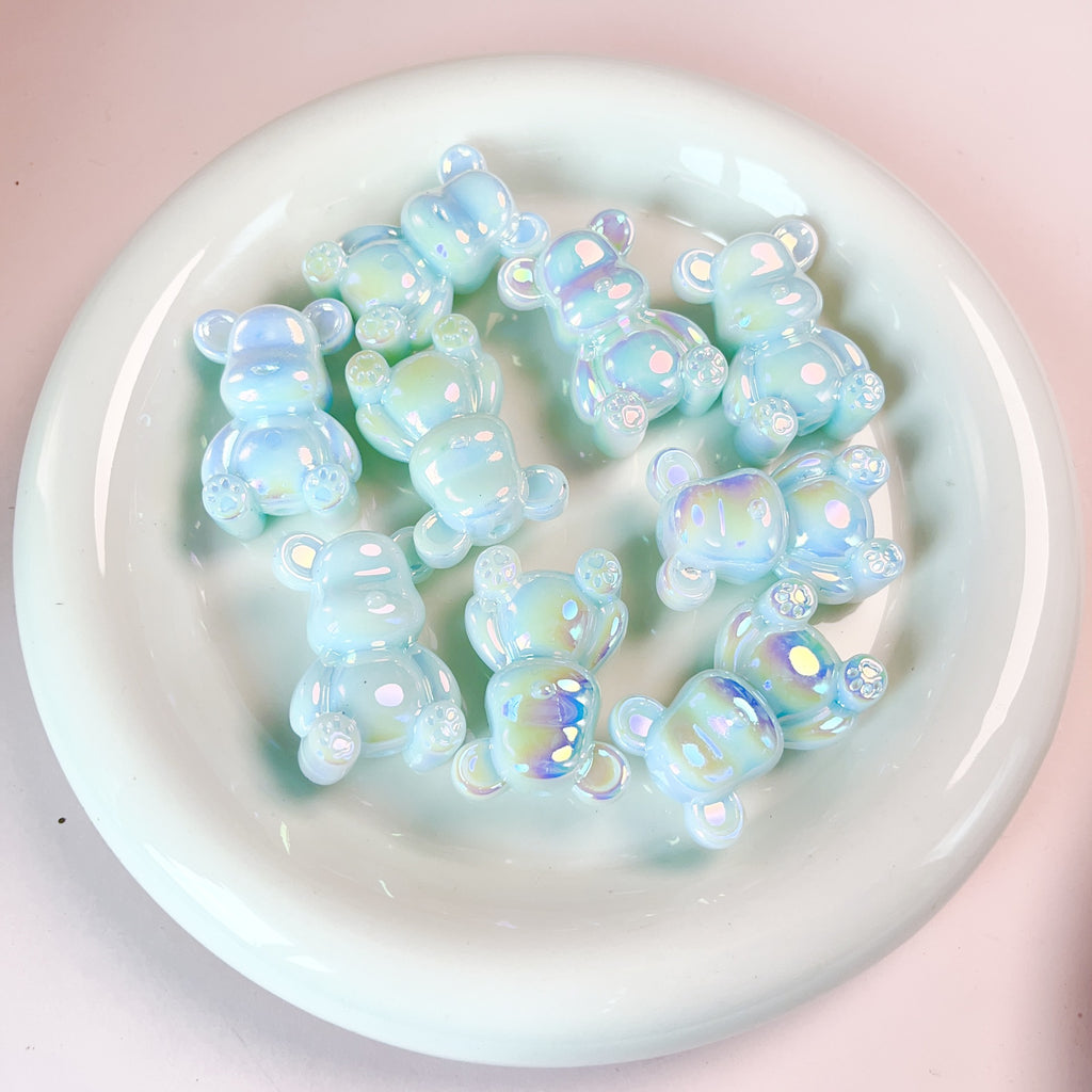 Glow In The Dark Plating Bear Acrylic Beads 24-34mm Two-Color 5pcs 6