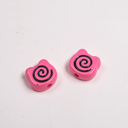 Painted Spiral Bear Acrylic Beads 11mm Colorful Glossy 50pcs 13