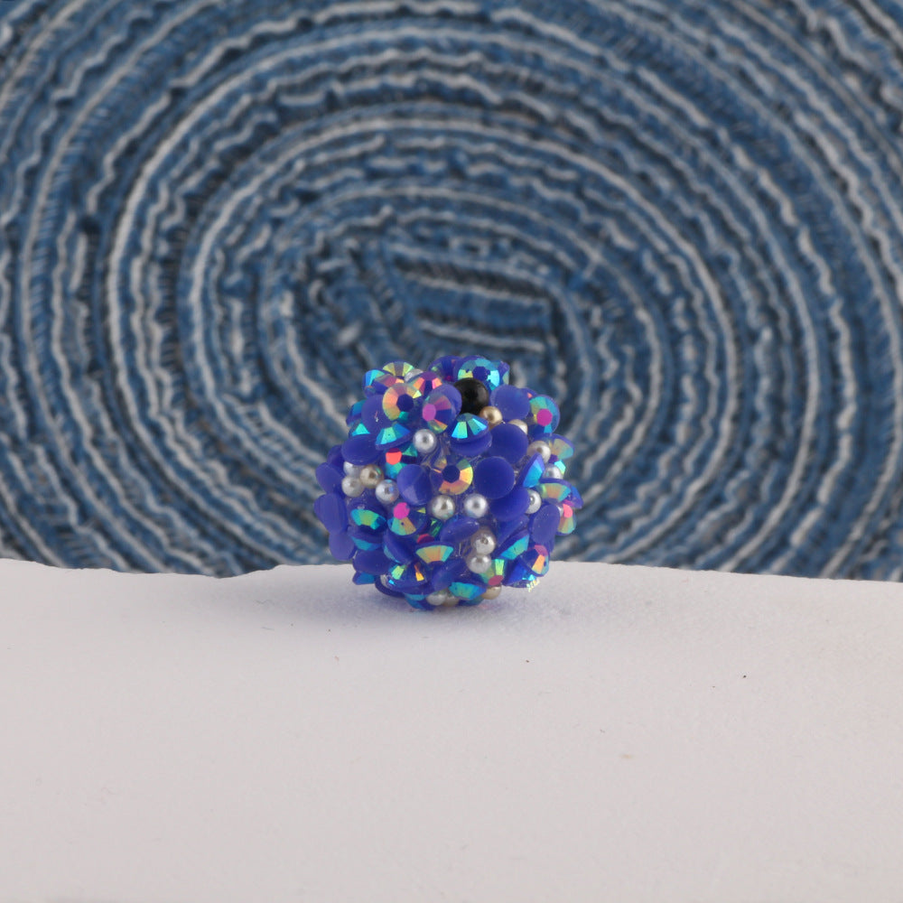 Glitter Bubblegum Beads 14mm Sequin Cluster Rhinestone 10pcs 15