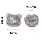Plating Glitter Teddy Bear Acrylic Beads 16mm Pastel Shades 50pcs 3
