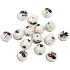UV Plating Round Acrylic Beads 16mm Valentine Swan Print 50pcs 5