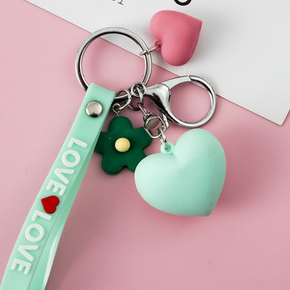 Resin Heart Keychain with Love Strap Pastel Colors 12