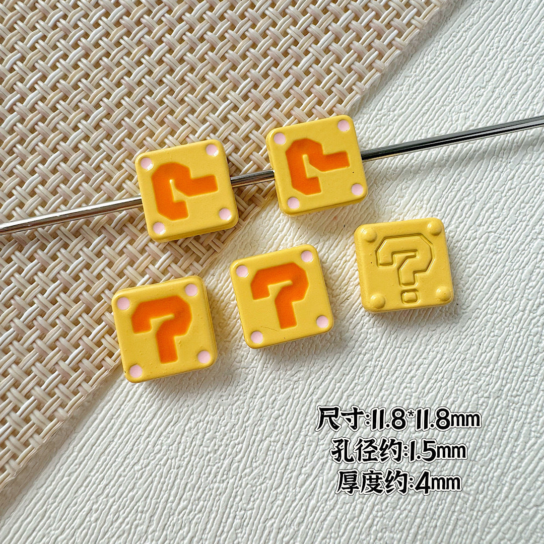 Square Metal Beads 11mm Painted Question Mark Design 20pcs 10
